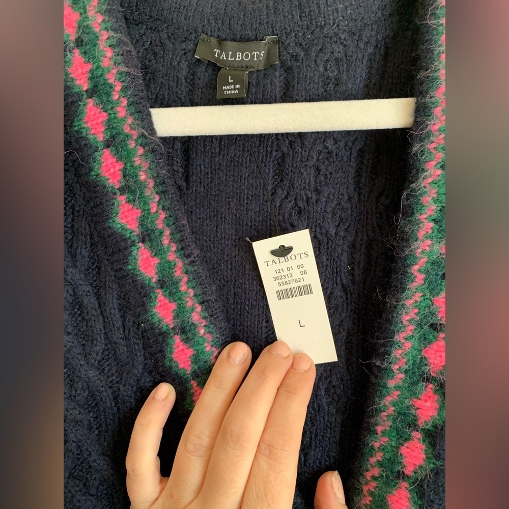 NWT Talbot Sweater Cardigan Winter Clothes Women Size Large Wool Mix Long - Picture 3 of 4